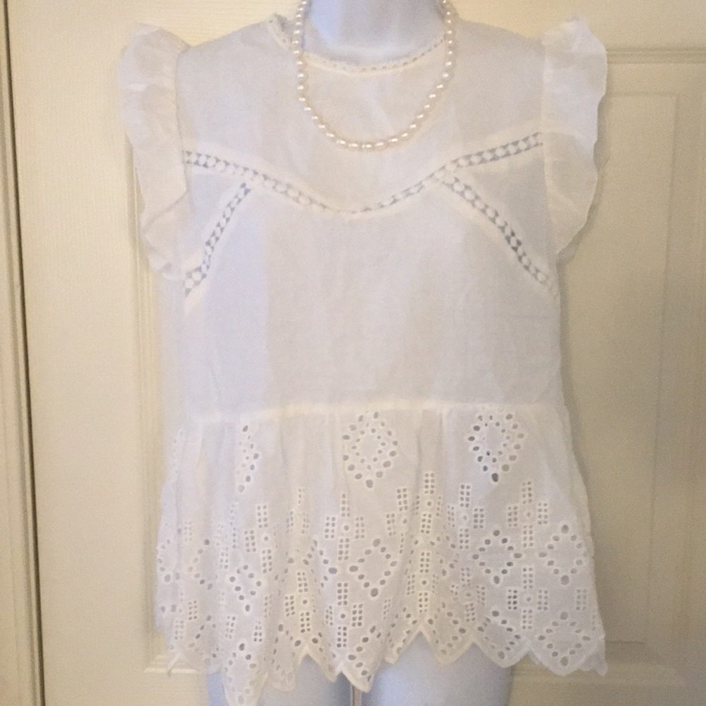 Adorable Flutter Sleeve Eyelet Peplum - image 1